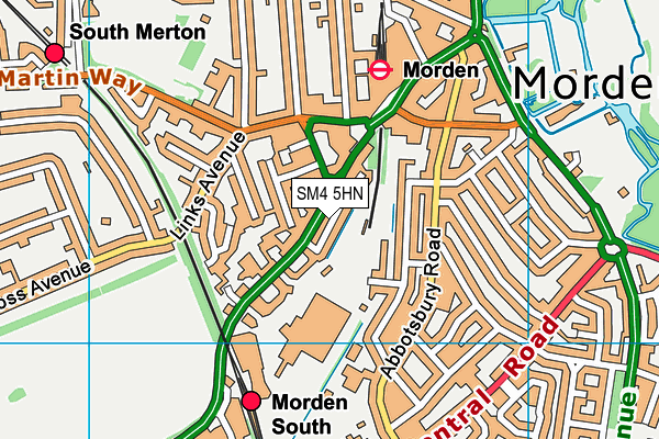 SM4 5HN map - OS VectorMap District (Ordnance Survey)