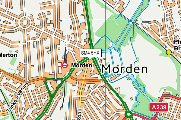 SM4 5HX map - OS VectorMap District (Ordnance Survey)