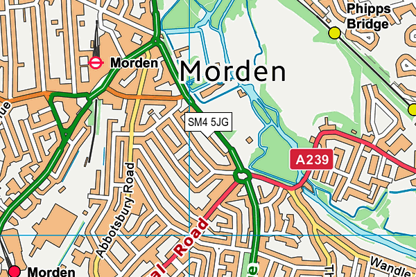 SM4 5JG map - OS VectorMap District (Ordnance Survey)