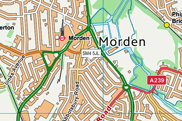 SM4 5JL map - OS VectorMap District (Ordnance Survey)