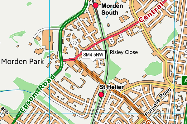 SM4 5NW map - OS VectorMap District (Ordnance Survey)
