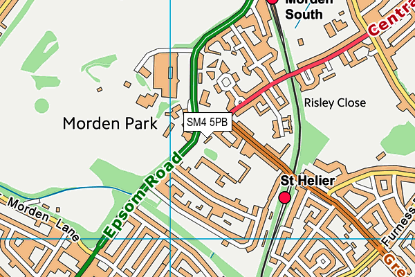 SM4 5PB map - OS VectorMap District (Ordnance Survey)