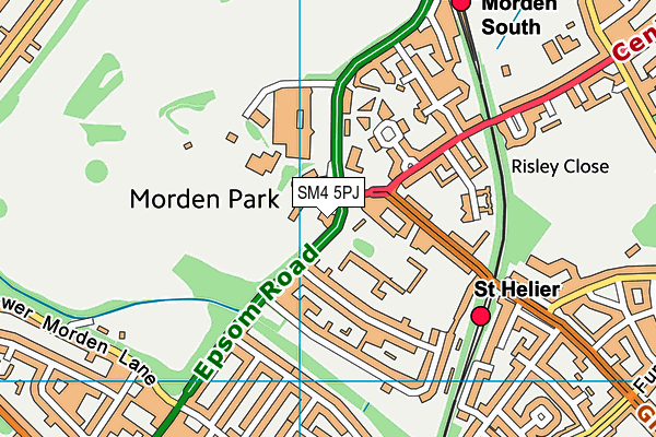 SM4 5PJ map - OS VectorMap District (Ordnance Survey)