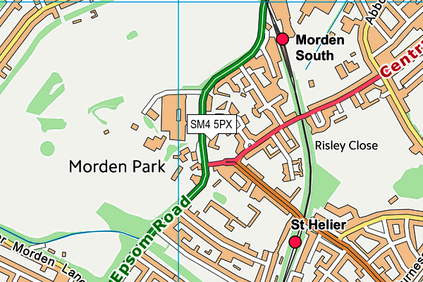 SM4 5PX map - OS VectorMap District (Ordnance Survey)