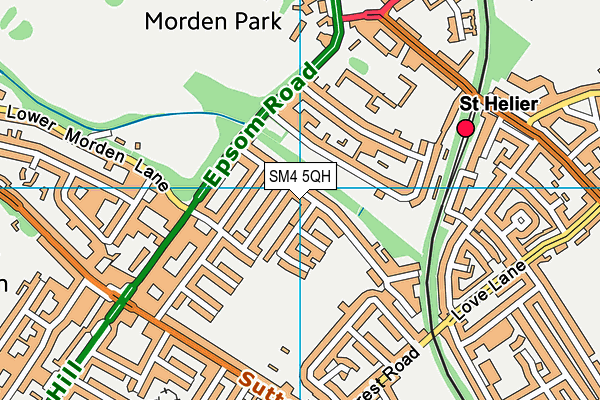 SM4 5QH map - OS VectorMap District (Ordnance Survey)