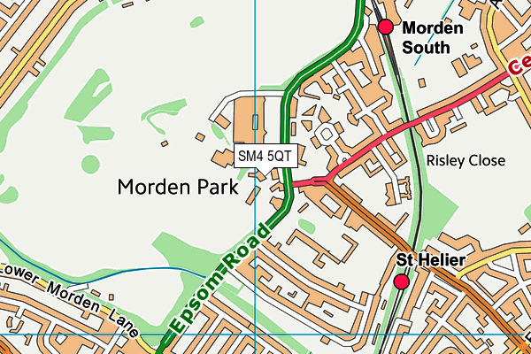 SM4 5QT map - OS VectorMap District (Ordnance Survey)