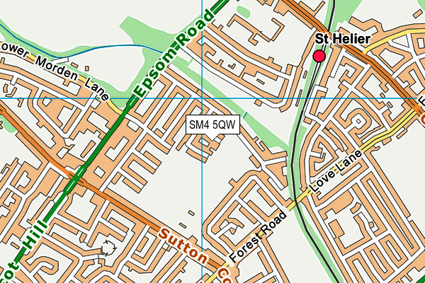 SM4 5QW map - OS VectorMap District (Ordnance Survey) SM4 5QW map - OS VectorMap District (Ordnance Survey)