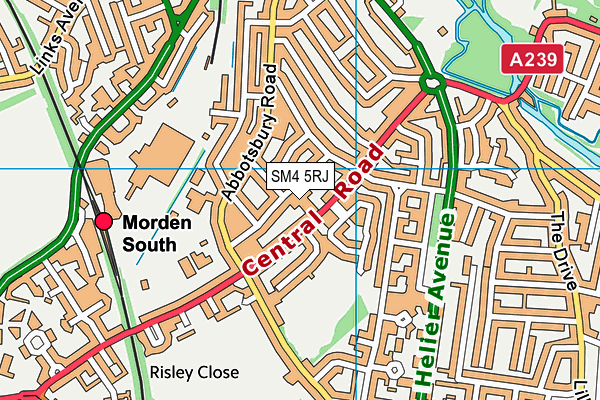 SM4 5RJ map - OS VectorMap District (Ordnance Survey)