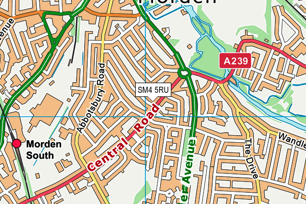 SM4 5RU map - OS VectorMap District (Ordnance Survey)