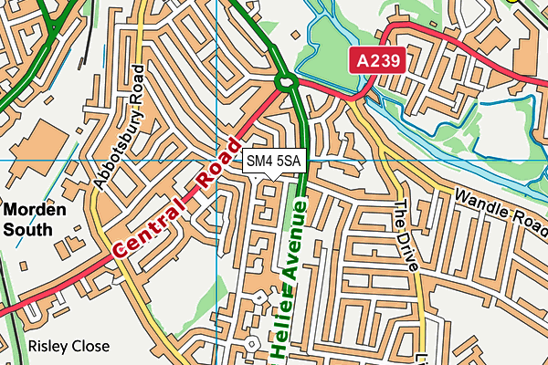 SM4 5SA map - OS VectorMap District (Ordnance Survey)
