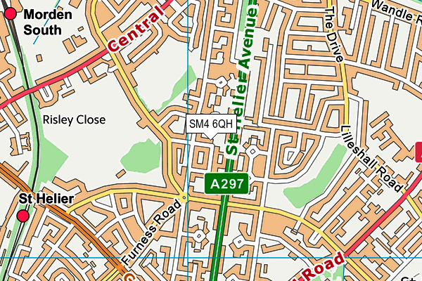 SM4 6QH map - OS VectorMap District (Ordnance Survey)