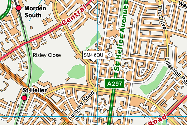SM4 6QU map - OS VectorMap District (Ordnance Survey)