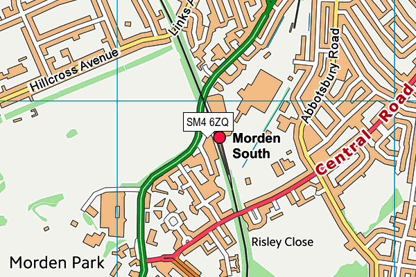 SM4 6ZQ map - OS VectorMap District (Ordnance Survey) SM4 6ZQ map - OS VectorMap District (Ordnance Survey)