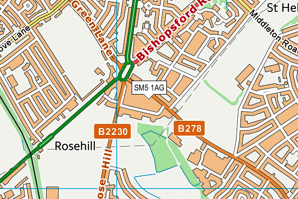 SM5 1AG map - OS VectorMap District (Ordnance Survey) SM5 1AG map - OS VectorMap District (Ordnance Survey)