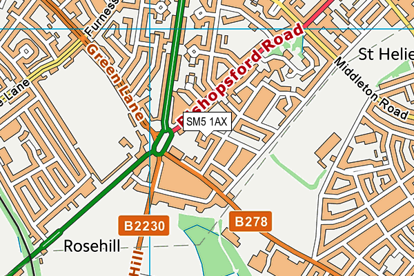 SM5 1AX map - OS VectorMap District (Ordnance Survey) SM5 1AX map - OS VectorMap District (Ordnance Survey)