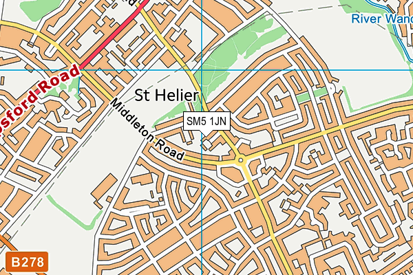SM5 1JN map - OS VectorMap District (Ordnance Survey) SM5 1JN map - OS VectorMap District (Ordnance Survey)