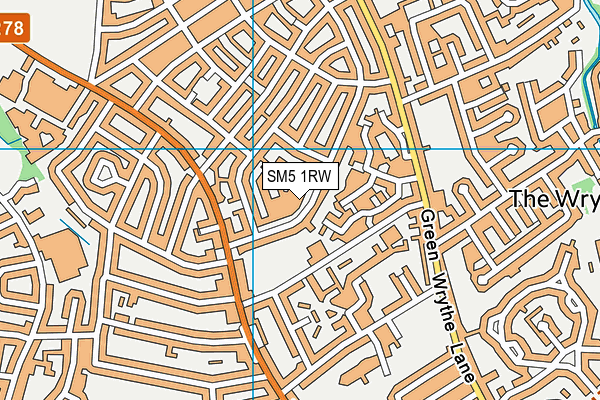 SM5 1RW map - OS VectorMap District (Ordnance Survey) SM5 1RW map - OS VectorMap District (Ordnance Survey)