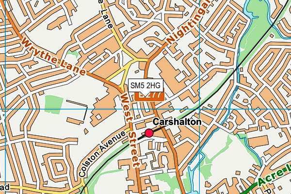 SM5 2HG map - OS VectorMap District (Ordnance Survey)
