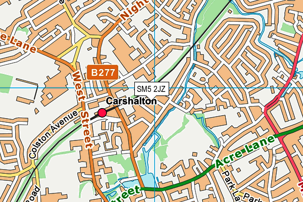 SM5 2JZ map - OS VectorMap District (Ordnance Survey)