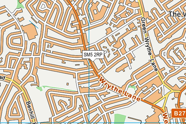 SM5 2RP map - OS VectorMap District (Ordnance Survey)