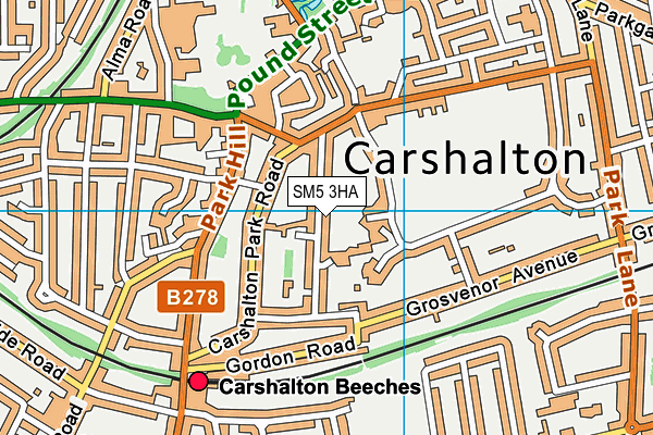 SM5 3HA map - OS VectorMap District (Ordnance Survey) SM5 3HA map - OS VectorMap District (Ordnance Survey)