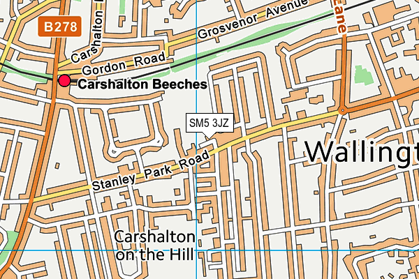 SM5 3JZ map - OS VectorMap District (Ordnance Survey) SM5 3JZ map - OS VectorMap District (Ordnance Survey)