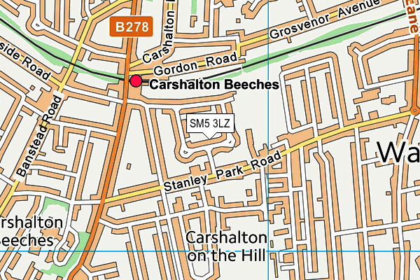 SM5 3LZ map - OS VectorMap District (Ordnance Survey) SM5 3LZ map - OS VectorMap District (Ordnance Survey)