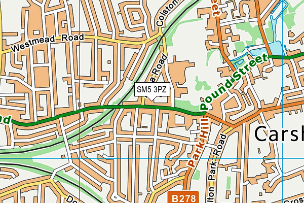SM5 3PZ map - OS VectorMap District (Ordnance Survey)