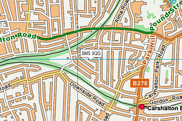 SM5 3QG map - OS VectorMap District (Ordnance Survey)