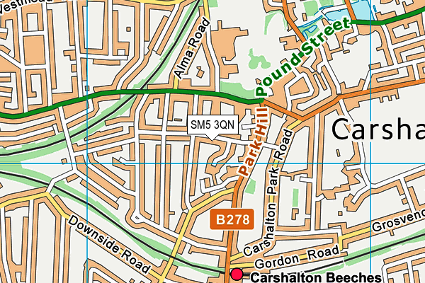 SM5 3QN map - OS VectorMap District (Ordnance Survey) SM5 3QN map - OS VectorMap District (Ordnance Survey)