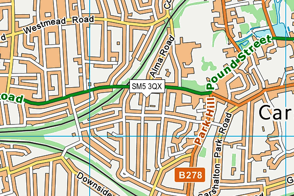 SM5 3QX map - OS VectorMap District (Ordnance Survey) SM5 3QX map - OS VectorMap District (Ordnance Survey)