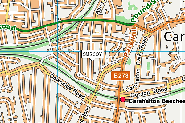 SM5 3QY map - OS VectorMap District (Ordnance Survey) SM5 3QY map - OS VectorMap District (Ordnance Survey)