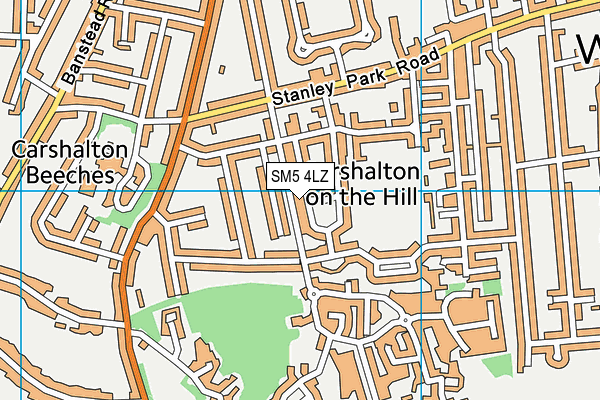 SM5 4LZ map - OS VectorMap District (Ordnance Survey) SM5 4LZ map - OS VectorMap District (Ordnance Survey)