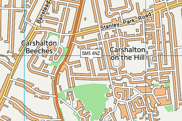 SM5 4NZ map - OS VectorMap District (Ordnance Survey)