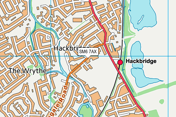 SM6 7AX map - OS VectorMap District (Ordnance Survey) SM6 7AX map - OS VectorMap District (Ordnance Survey)
