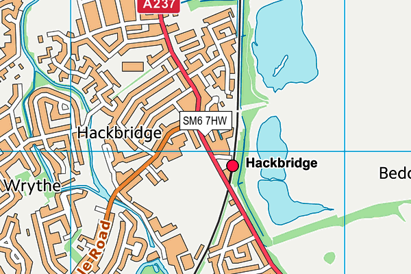 SM6 7HW map - OS VectorMap District (Ordnance Survey) SM6 7HW map - OS VectorMap District (Ordnance Survey)
