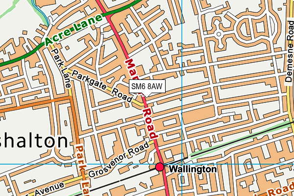 SM6 8AW map - OS VectorMap District (Ordnance Survey) SM6 8AW map - OS VectorMap District (Ordnance Survey)