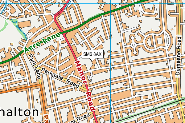 SM6 8AX map - OS VectorMap District (Ordnance Survey) SM6 8AX map - OS VectorMap District (Ordnance Survey)