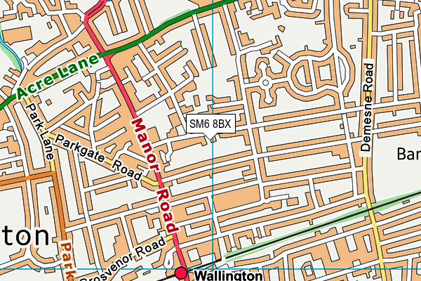 SM6 8BX map - OS VectorMap District (Ordnance Survey)