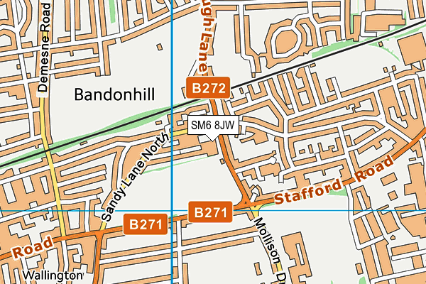 SM6 8JW map - OS VectorMap District (Ordnance Survey)