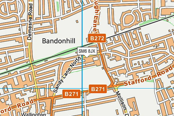 SM6 8JX map - OS VectorMap District (Ordnance Survey) SM6 8JX map - OS VectorMap District (Ordnance Survey)