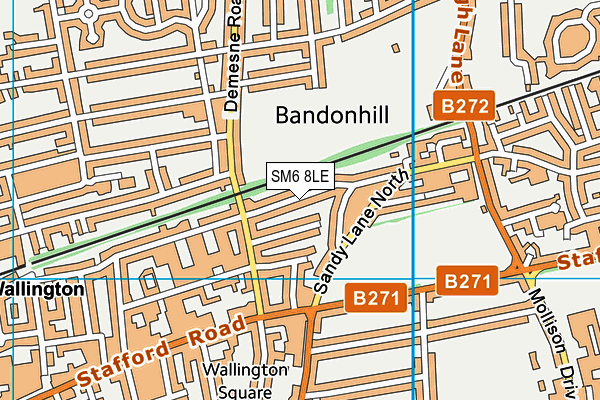 SM6 8LE map - OS VectorMap District (Ordnance Survey) SM6 8LE map - OS VectorMap District (Ordnance Survey)