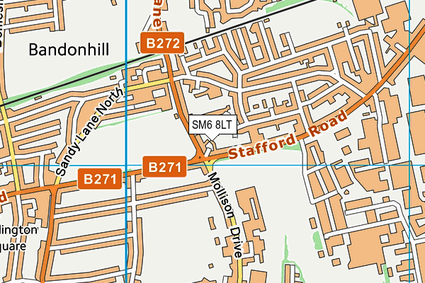 SM6 8LT map - OS VectorMap District (Ordnance Survey) SM6 8LT map - OS VectorMap District (Ordnance Survey)