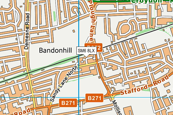 SM6 8LX map - OS VectorMap District (Ordnance Survey) SM6 8LX map - OS VectorMap District (Ordnance Survey)