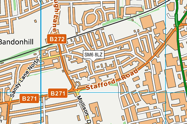 SM6 8LZ map - OS VectorMap District (Ordnance Survey) SM6 8LZ map - OS VectorMap District (Ordnance Survey)