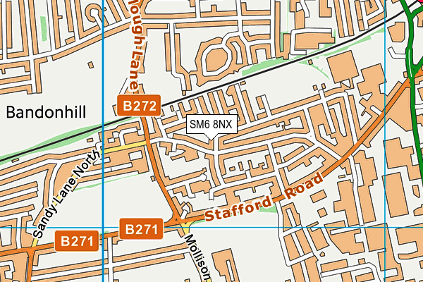 SM6 8NX map - OS VectorMap District (Ordnance Survey)