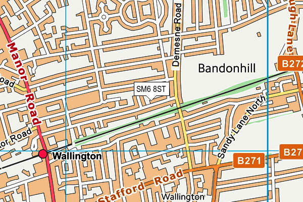 SM6 8ST map - OS VectorMap District (Ordnance Survey) SM6 8ST map - OS VectorMap District (Ordnance Survey)