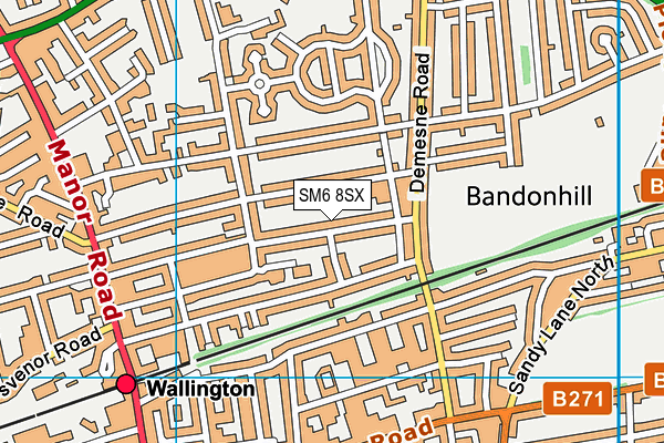 SM6 8SX map - OS VectorMap District (Ordnance Survey) SM6 8SX map - OS VectorMap District (Ordnance Survey)