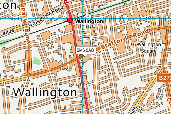SM6 9AQ map - OS VectorMap District (Ordnance Survey) SM6 9AQ map - OS VectorMap District (Ordnance Survey)