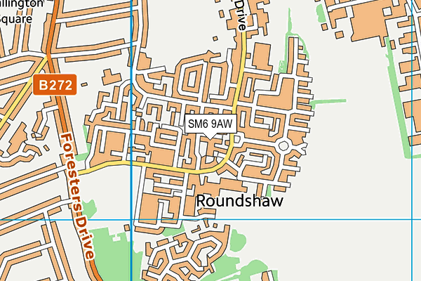 SM6 9AW map - OS VectorMap District (Ordnance Survey) SM6 9AW map - OS VectorMap District (Ordnance Survey)